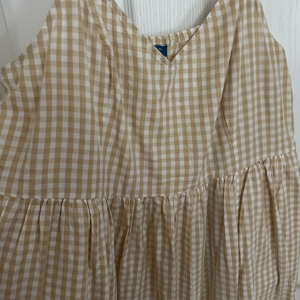 Old Navy Beige Gingham Maxi Dress - Picture 2 of 3